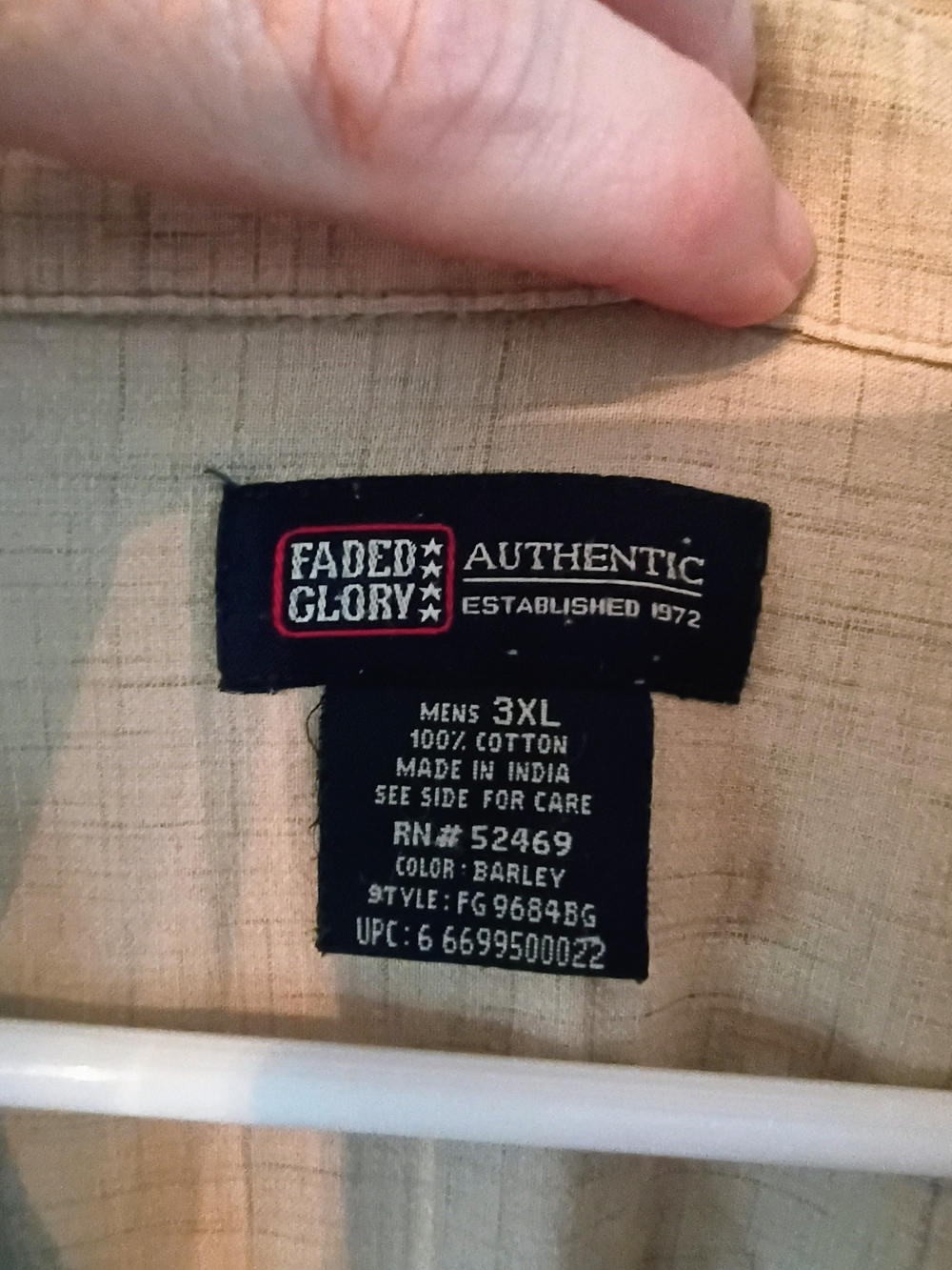Faded Glory Tan Short-Sleeve Button-Front Linen Blend Shirt 3xl - Picture 2 of 5